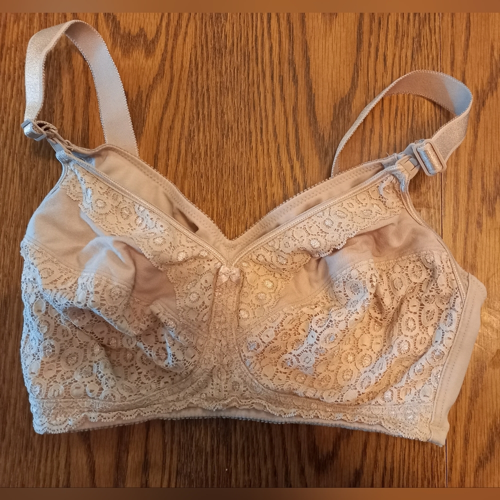 Tan Lace Unlined Nursing Bra